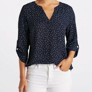 Stitch Fix Fortune + Ivy Tulsa Blouse Navy w/White Polka Dot Size S